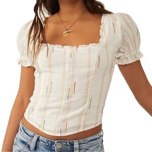 Free People Serotonin Corset Top, Ivory, size Medium EUC